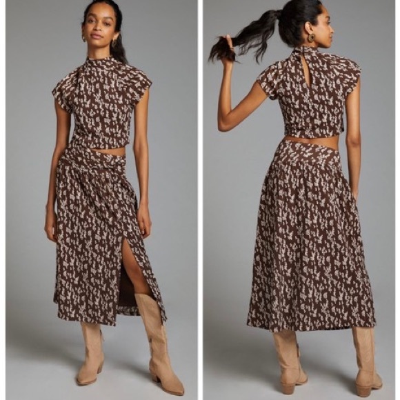 NWT Anthropologie brown skirt set - Picture 1 of 2